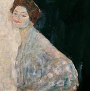 Plakaty - Galeria Plakatu, Plakat, Portret damy w bieli, Gustav Klimt, 40x40 cm - miniaturka - grafika 1