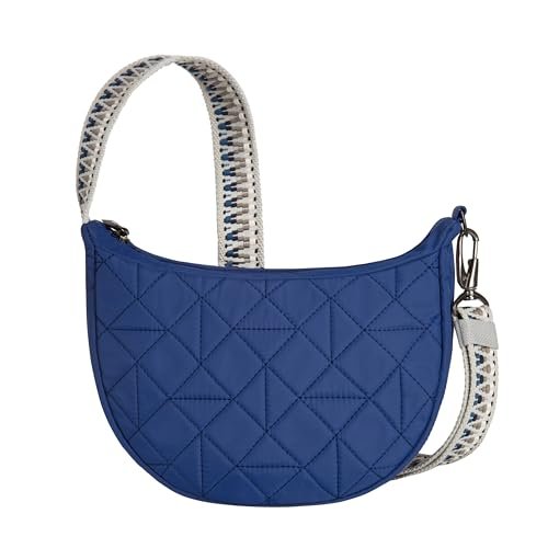 Travelon Unisex Boho antykradzieżowy półksiężyc crossbody, bujny niebieski, Bujny niebieski