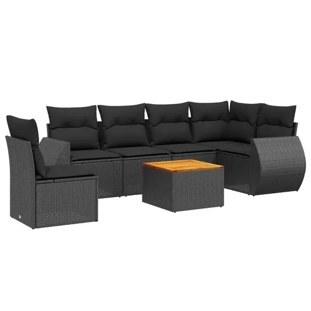 Modułowy zestaw mebli ogrodowych z rattanem PE, czarny, 62 x 62 x 69 cm