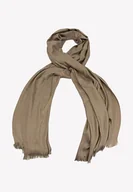 Apaszki i szaliki damskie - Szal wiosenny brązowy z delikatnymi frędzlami - miniaturka - grafika 1