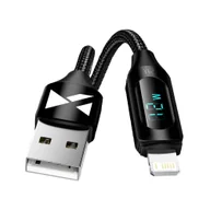 Kable USB - Kabel USB-A - Lightning Wozinsky WUALC1 z wyświetlaczem LED 2.4A 1m  - czarny - miniaturka - grafika 1