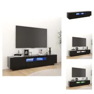 Szafki RTV - vidaXL Szafka pod TV z oświetleniem LED czarna 180x35x40 cm - Meble TV - miniaturka - grafika 1