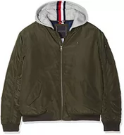 Kurtki i płaszcze dla chłopców - Tommy Hilfiger Essential Hooded Bomber kurtka chłopięca, Zielony (Forest Night 302), 92 - miniaturka - grafika 1