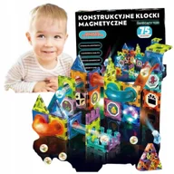 Klocki - KLOCKI MAGNETYCZNE KONSTRUKCYJNE ŚWIECĄCE LASER TOR 75 SZT +4 KULKI - miniaturka - grafika 1