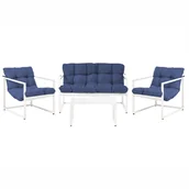 Meble ogrodowe - Beliani zestaw ogrodowy ze stolikiem dla 4 osób GARDA Metal Niebieski - miniaturka - grafika 1