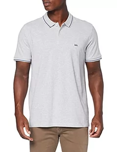 Lee Koszulka męska Pique Polo Sharp Grey Mele, Ecru (Sharp Grey Mele 03), S - Koszulki męskie - miniaturka - grafika 1