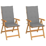 Fotele i krzesła ogrodowe - vidaXL Krzesła ogrodowe z szarymi poduszkami, 2 szt., drewno tekowe! 3062377 - miniaturka - grafika 1