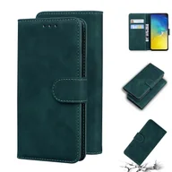 Etui i futerały do telefonów - Dla Samsung Galaxy S10e Skin Feel Pure Color Flip Leather Etui na telefon Zielony - miniaturka - grafika 1