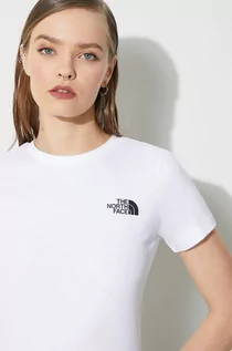 Koszulki sportowe damskie - The North Face t-shirt bawełniany W S/S Redbox Slim Tee damski kolor biały NF0A87NMFN41 - grafika 1