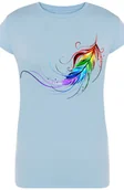 Koszulki i topy damskie - Pióro Kolorowe Damski Modny T-Shirt Rozm.M - miniaturka - grafika 1