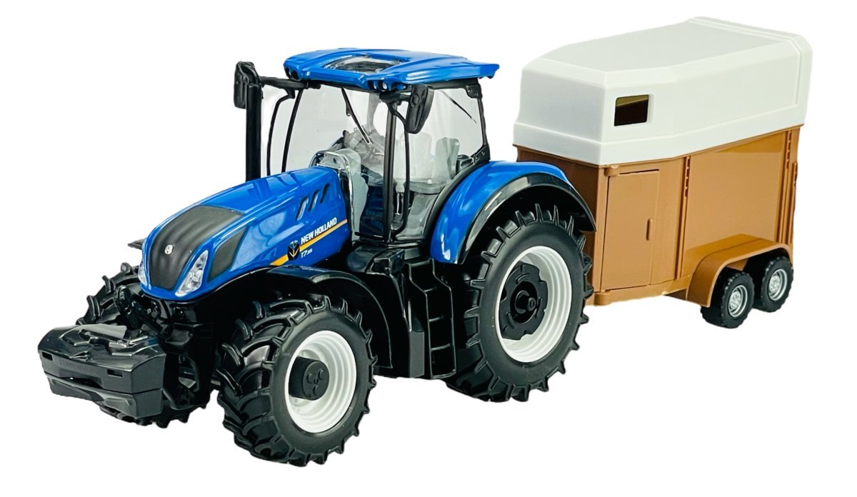 BBURAGO TRAKTOR NEW HOLLAND T7.315 Z PRZYCZEPĄ DLA KONI 1:32 44069