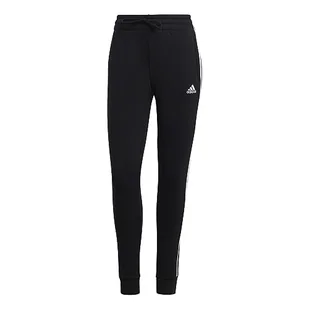 adidas Damskie spodnie polarowe Essentials z 3 paskami, rozmiar L, czarne/białe - Spodnie damskie - miniaturka - grafika 1