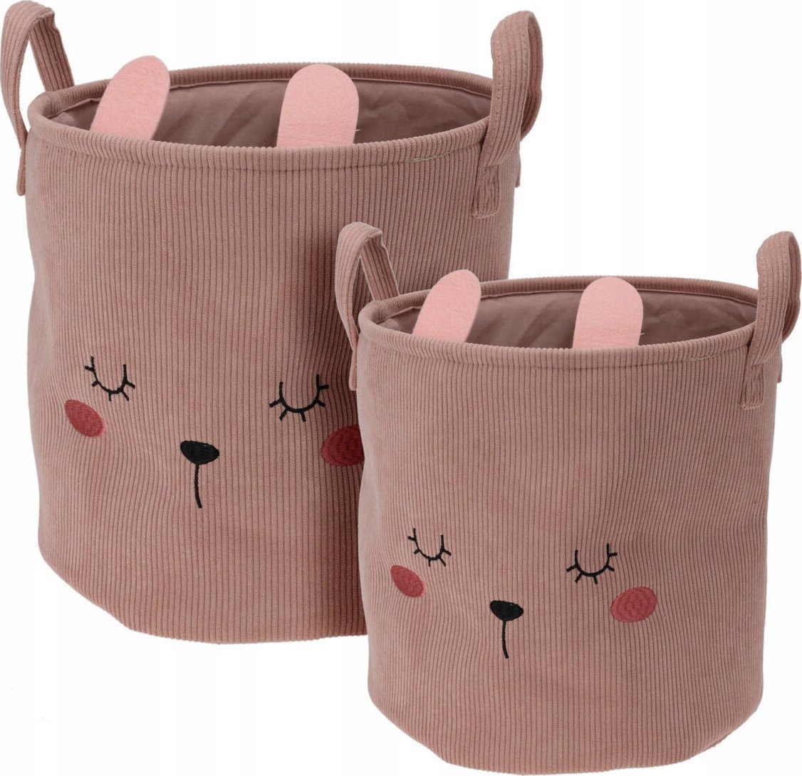 Home Styling Collection Kosze na zabawki CUTIE z uszkami, sztruksowe, 2 sztuki
