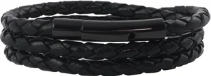Skórzany naszyjnik skórzany pasek 4 mm męski naszyjnik czarny 17-100 cm długości z zapięciem dźwigniowym czarny pleciony, długość: 19 centymetrów - Naszyjniki męskie - miniaturka - grafika 1