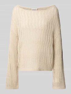 Sweter z dzianiny o kroju oversized z dekoltem w łódkę - Swetry damskie - miniaturka - grafika 1