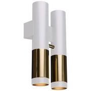 Lampy ścienne - Amplex Kinkiet LAMPA ścienna KAVOS 0393 przyścienna OPRAWA metalowe tuby okrągłe białe złote 0393 - miniaturka - grafika 1