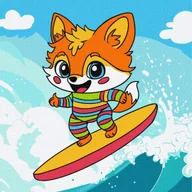 Malowanie po numerach - Malowanie po numerach - Lato. Lis na fali Kids - miniaturka - grafika 1