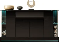 Komody - MEGSTYL KOMODA 155CM Z LISTWĄ LED - EFECTO 2 Czarny mat - Czarny połysk - miniaturka - grafika 1