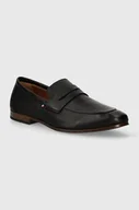 Mokasyny męskie - Tommy Hilfiger mokasyny skórzane CASUAL LIGHT FLEXIBLE LTH LOAFER męskie kolor czarny FM0FM04989 - miniaturka - grafika 1