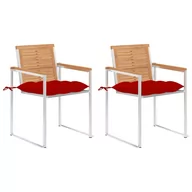Fotele i krzesła ogrodowe - vidaXL Krzesła ogrodowe z poduszkami 2 szt. drewno tekowe i stal 3061536 - miniaturka - grafika 1