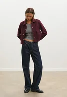 Kurtki damskie - Stradivarius Cazadora corta soft Wiśniowy M - miniaturka - grafika 1