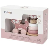 Zabawki zręcznościowe - VIGA PolarB Zestaw Lisek Drewniana Piramidka + Lisek do Ciągnięcia - miniaturka - grafika 1