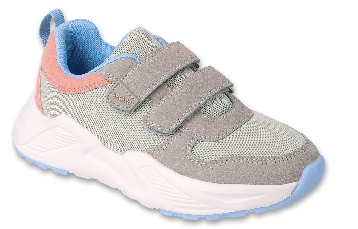 Buty dziecięce adidasy dziewczęce na rzepy sportowe szare Befado 516X306-27