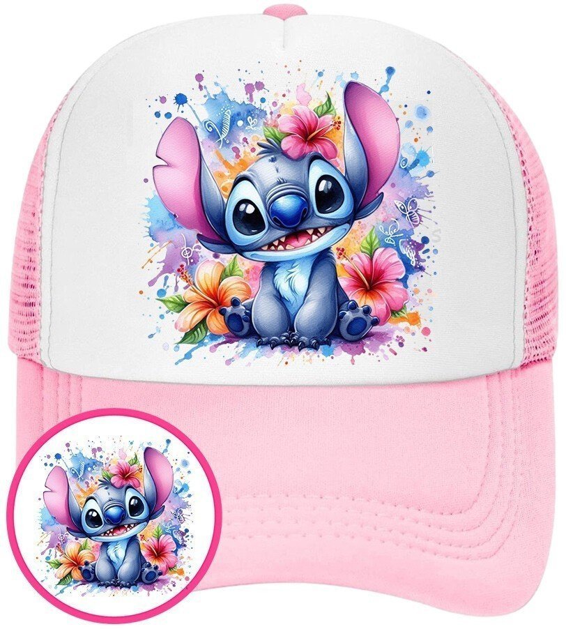 Czapka z Daszkiem Lilo i Stich Różowa z Nadrukiem Na Lato Siatka Bejsbolówka