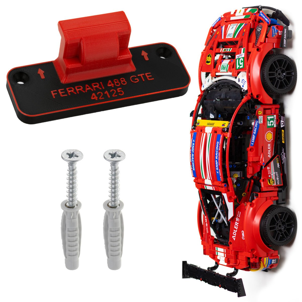 Ferrari 488 GTE - 42125 - Mocowanie ścienne na LEGO Wieszak na ścianę