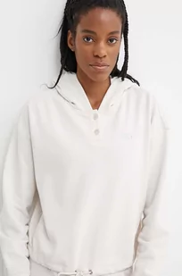 Dkny bluza damska kolor beżowy z kapturem z aplikacją - DKNY - Bluzy damskie - miniaturka - grafika 1