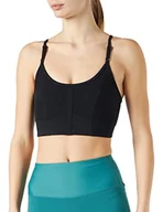 Biustonosze - Nike Damska biustonosz W Ny Df Indy Strpy Lngln Bra Sports bra Black/DK SMOKE GREY m DD1183 - miniaturka - grafika 1