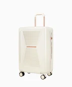 Walizki - PUCCINI Średnia biała walizka z elementami rose gold - miniaturka - grafika 1