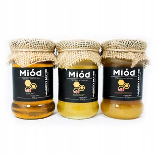 ZESTAW MIODÓW - LIPA, AKACJA, WIELOKWIAT 3 x 400g - Tegoroczne zbiory 2024 - Miód - miniaturka - grafika 1