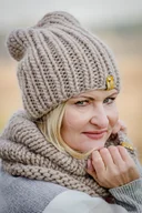 Czapki damskie - WOOLY Komplet czapka i komin beż - miniaturka - grafika 1