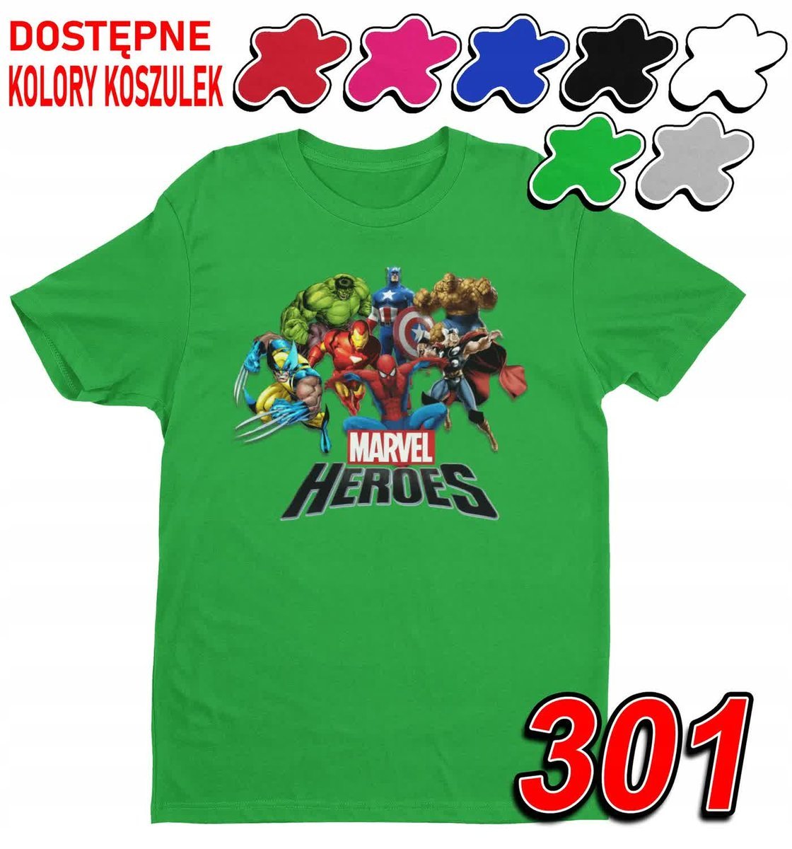 Dziecięca Koszulka Z Nadrukiem Avengers Postacie Marvel -M 134-140