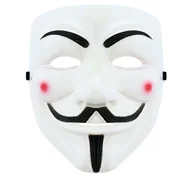 Dodatki do strojów karnawałowych - GoDan Maska "Anonymous", biała, plastikowa MPROT-YH - miniaturka - grafika 1