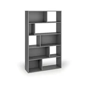 Regały biurowe - Regał CASCADE, 1766 x 1000 x 300 mm, grafit - miniaturka - grafika 1