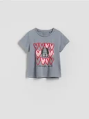 Bluzki dla niemowląt - Reserved - Bawełniany t-shirt z nadrukiem - jasnoszary - miniaturka - grafika 1