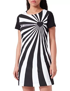 Love Moschino Damska sukienka z krótkim rękawem, trapezowa, biała, czarna, rozmiar 46, biały/czarny, 46 - Sukienki - miniaturka - grafika 1