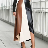 Spódnice - TEMU Elegancka Asymetryczna Spódnica Midi A-Line dla Kobiet - Długa, Swawolnie Opadająca, Przejście od Ołówkowej do Midii, Całoroczne Kolory - miniaturka - grafika 1