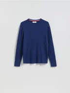 Swetry męskie - Reserved - Strukturalny sweter z bawełną - niebieski - miniaturka - grafika 1