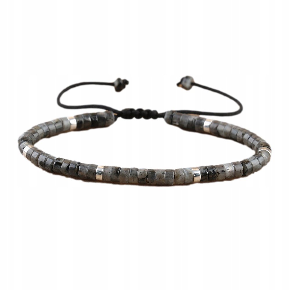 Bransoletka Koraliki Kamień Naturalny Labradoryt 2 x 4 mm Regulowany