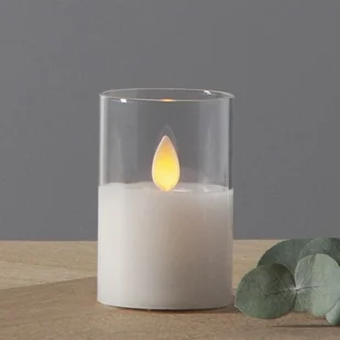 Świeca Led woskowa szklana M-TWINKLE biała 7,5cm ruchomy płomyk - Świece - miniaturka - grafika 1