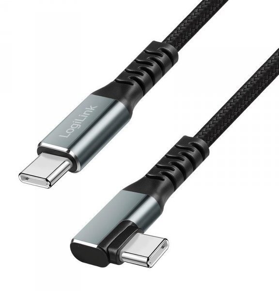LogiLink Kabel USB 3.2 Gen2 LogiLink CU0271 USB-C - USB-C, M/M, 10 Gb/s, 100 W, 4K, kątowy, czarny, 1m