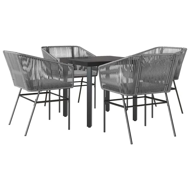 Zestaw mebli ogrodowych z rattanem PE, czarny, wymiary stołu 80x80x74 cm,