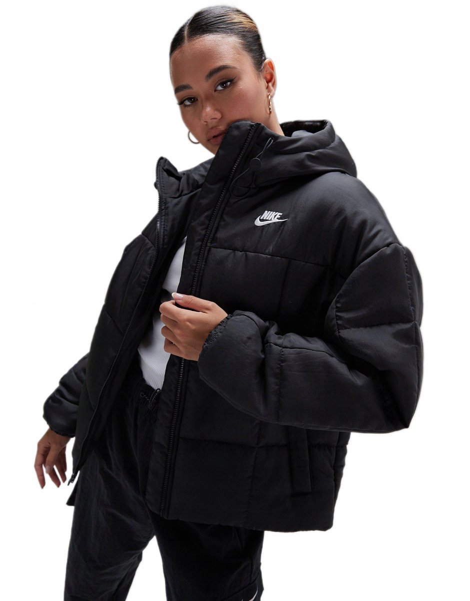 Kurtka Damska Nike Puchowa Zimowa Nike Therma-Fit Kaptur Czarna R. L