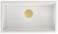 Zlewozmywaki - QUADRON Zlewozmywak CLARK 760 alabaster, odpływ złoty BM7643221U-WH-PVDG10 - miniaturka - grafika 1