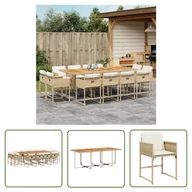 Meble ogrodowe - The Living Store 13-cz. zestaw mebli ogrodowych z poduszkami - beżowy - polirattan - Meble Ogrodowe - miniaturka - grafika 1