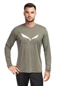 Koszulki męskie - Salewa Koszulka trekkingowa męska Solidlogo Dry LS zielona 48_M - miniaturka - grafika 1