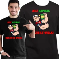 Koszulki męskie - KOSZULKA POPEYE JEDZ SZPINAK BĘDZIESZ WIELKI MARYNARZ S 3469 CZARNA - miniaturka - grafika 1